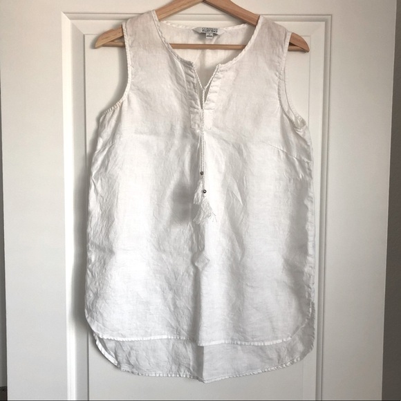 Ellen Tracy White Linen Tank Top - Picture 1 of 6